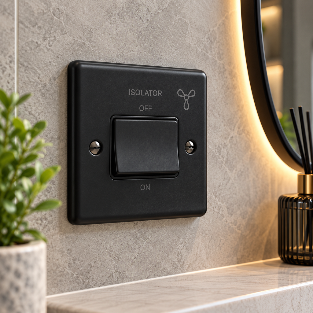 Matt Black 10a 3 Pole Fan Isolator Switch - W53MBB