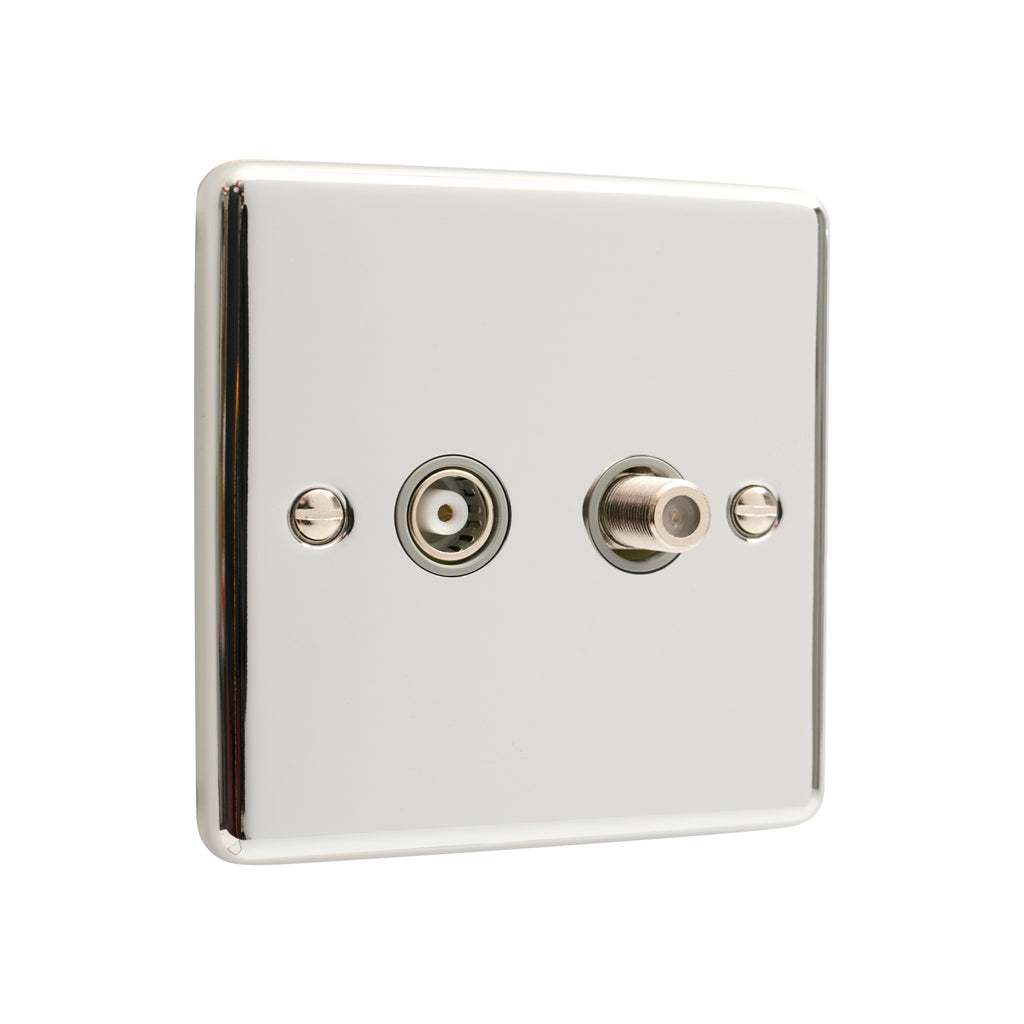 Polished Chrome Satellite & TV Outlet - W54PCW