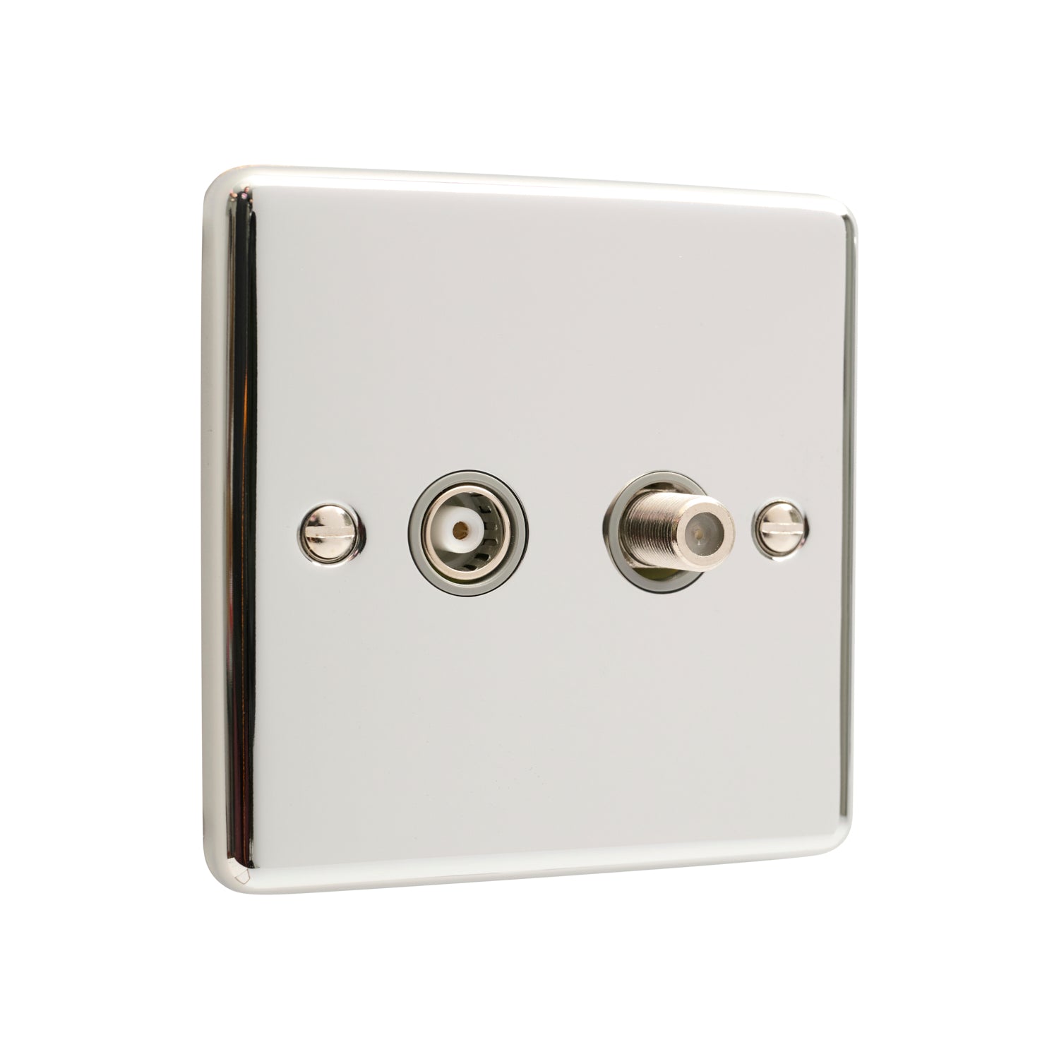 Polished Chrome Satellite & TV Outlet - W54PCW