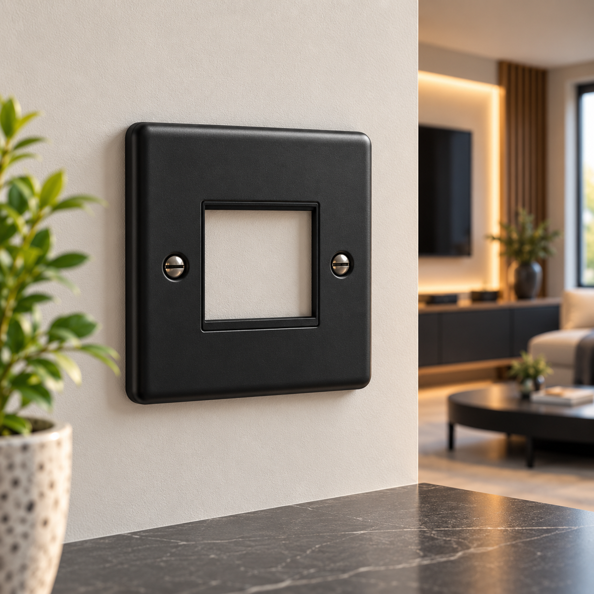 Matt Black 1 Gang 2 Module Data Plate - W63MBB