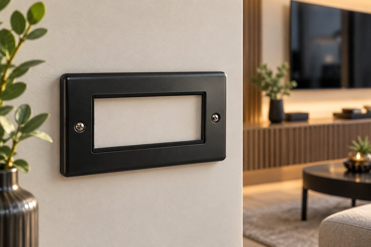 Matt Black 2 Gang 4 Module Data Plate - W64MBB